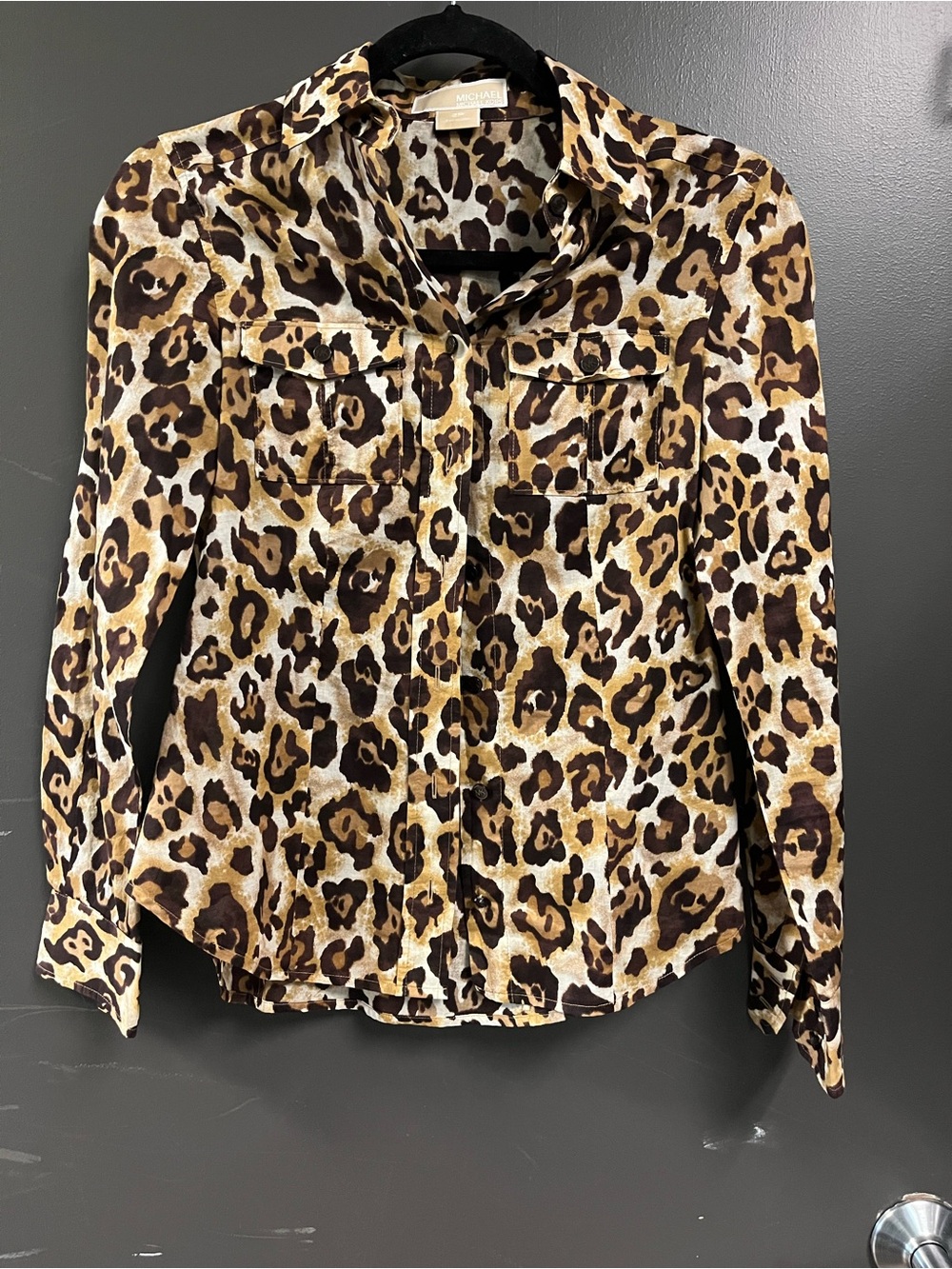 Michael Kors Leopard Print Shirt in Brown and Tan